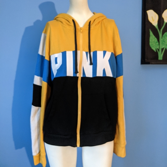PINK Victoria's Secret Sweaters - Pink Victoria's Secret yellow black & blue sweat